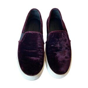 Vince Blair Velvet Slip On Sneakers‎ Burgundy Oxblood Sz 6.5M/EU 36.5 Leather